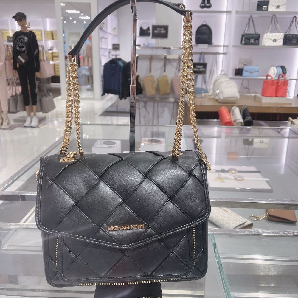 MK Regina MD Shoulder Flap Crossbody Black